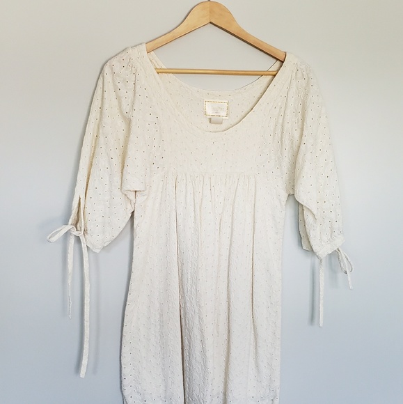 Boho Cream Eyelet Mini Dress - Picture 2 of 4